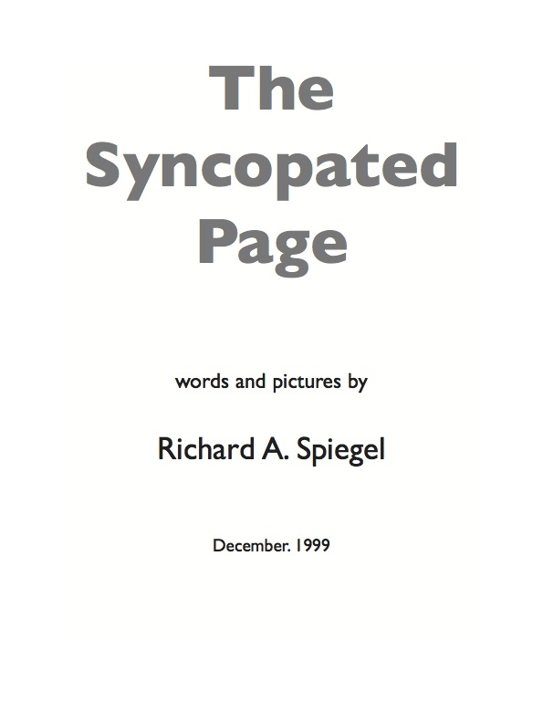 They Syncopated Page by Richard Spiegel