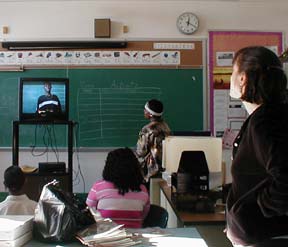 watching a monitor in class