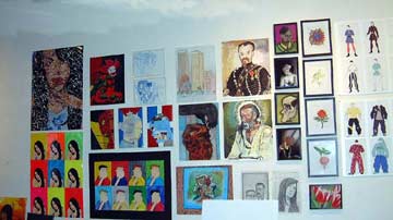 wall of student art