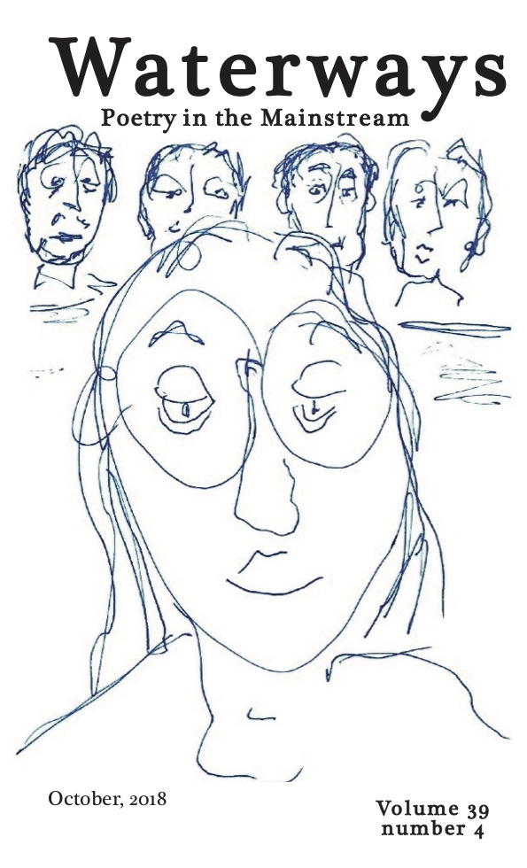 Richard Spiegel's drawing a lady wearing glasses in front of a panel of people