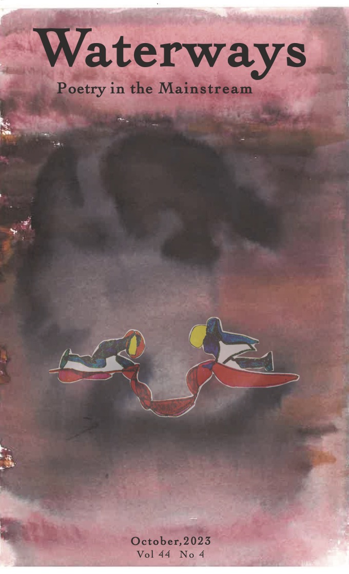 Cover for October is a drawing by Richard Spiegel of two abstract cartoon characters meeting over what may be a ditch while the skies have darkened behind them.